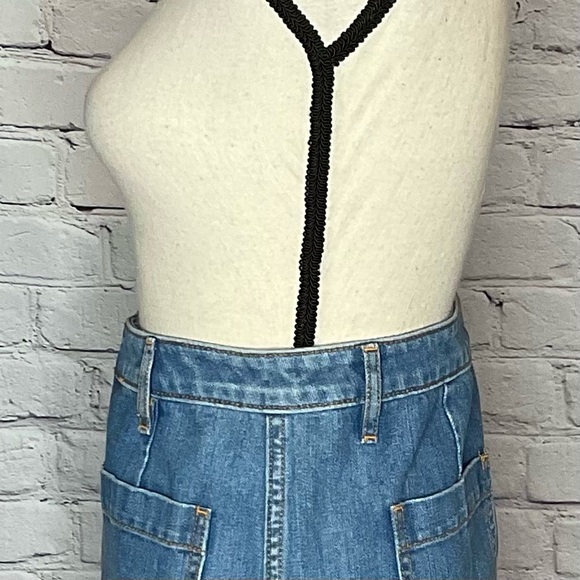 LOFT Outlet Button Front Denim Skirt Closure Raw Hem Cotton 6 - Picture 5 of 16